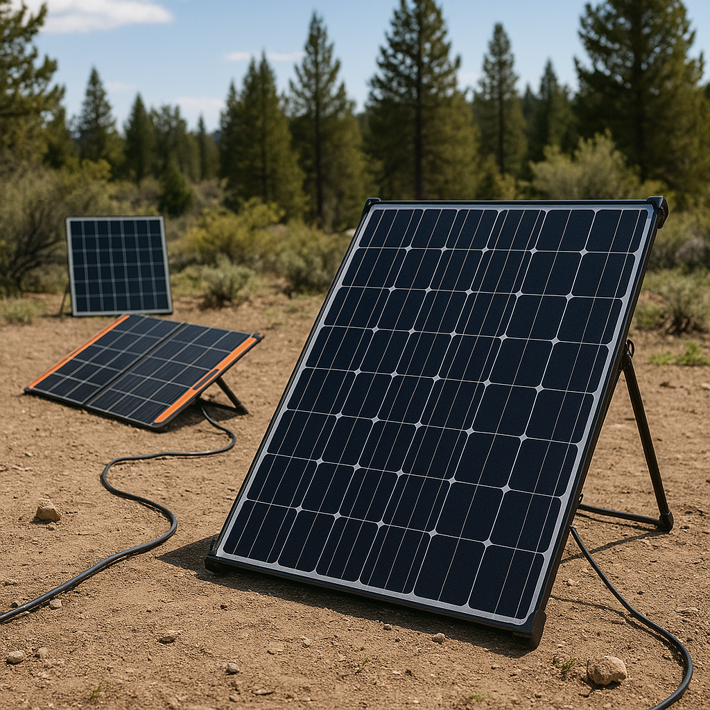 High-efficiency portable solar panels displayed outdoors for off-grid power and renewable energy use