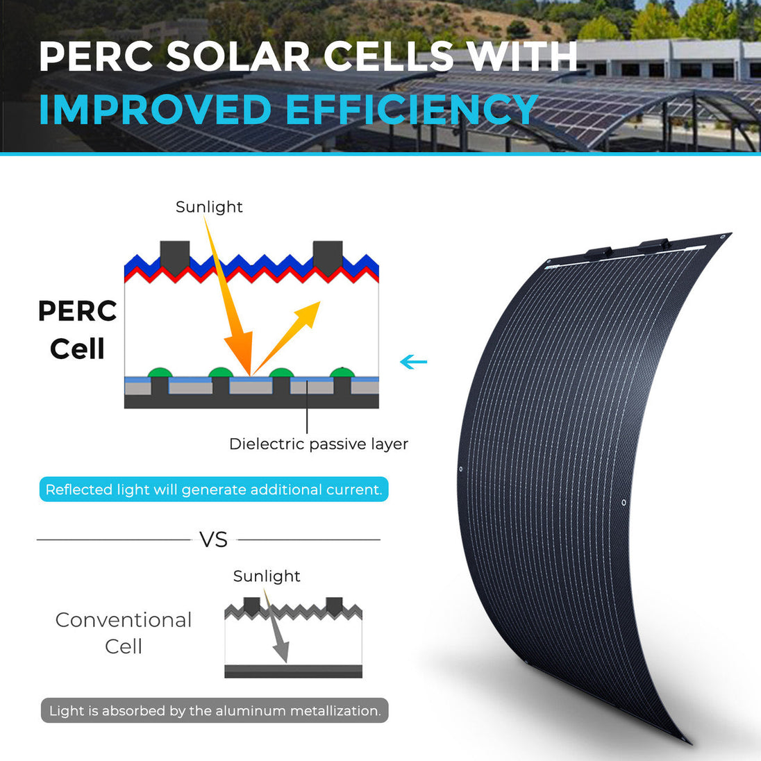 Renogy 100W Lightweight Flexible Solar Panel Black Division