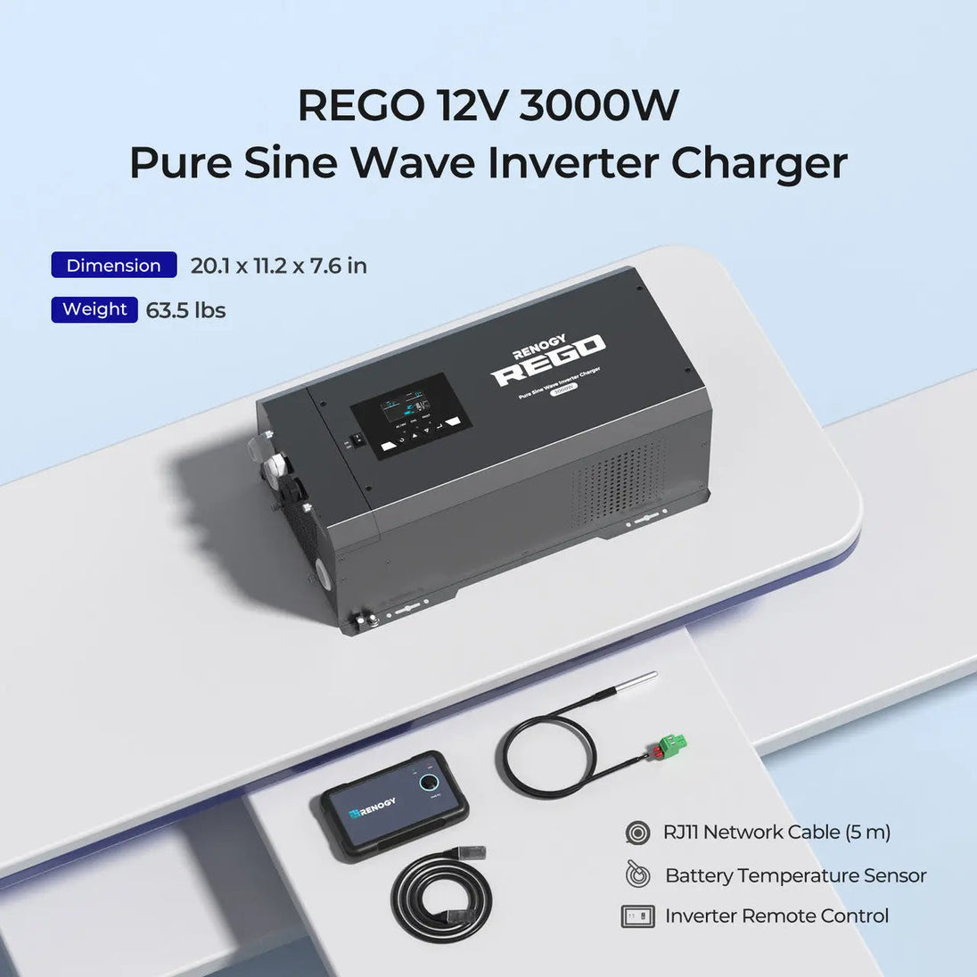 Renogy REGO 12V 3000W Inverter Charger