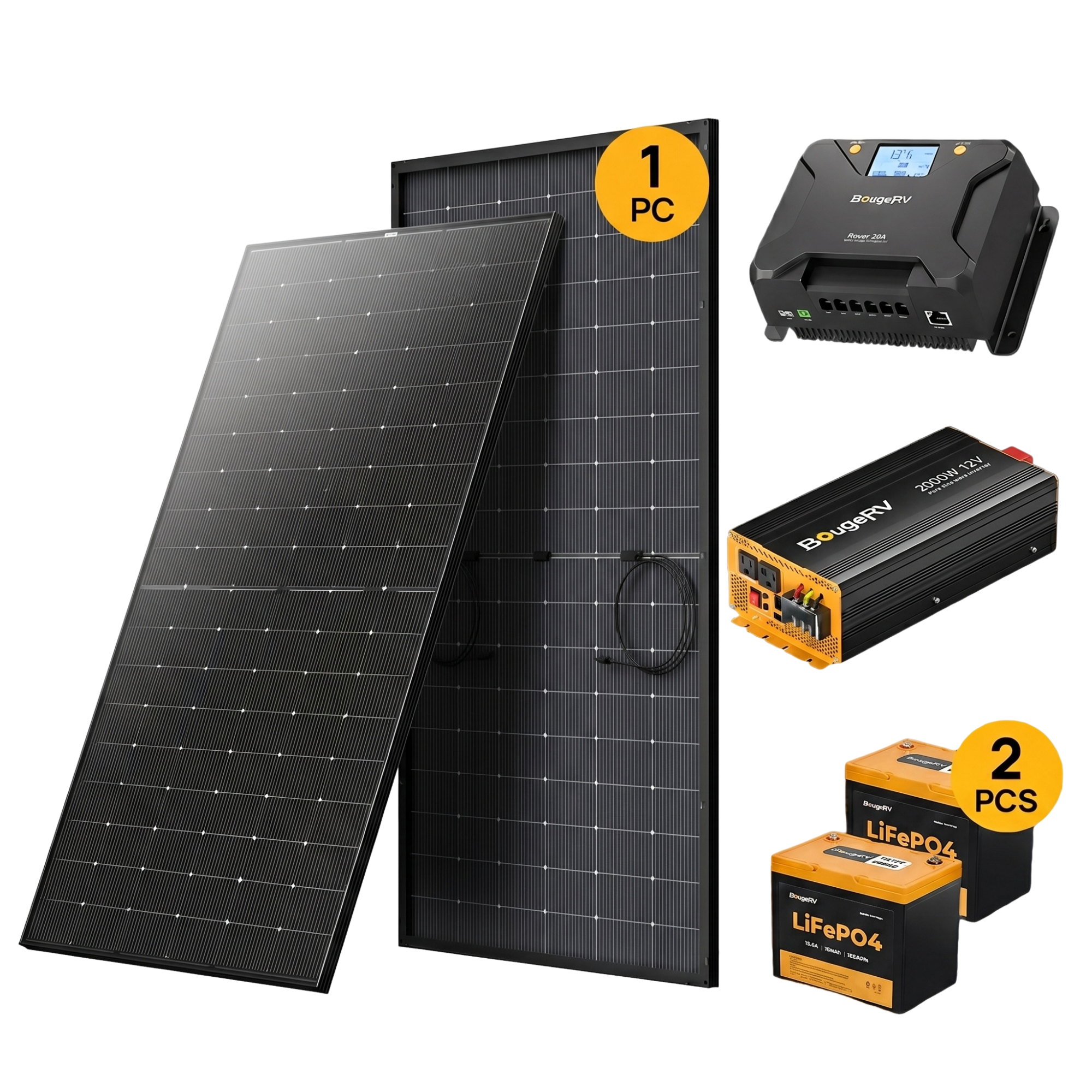 BougeRV 12V 400W Premium TOPCon Rigid Solar System Kit
