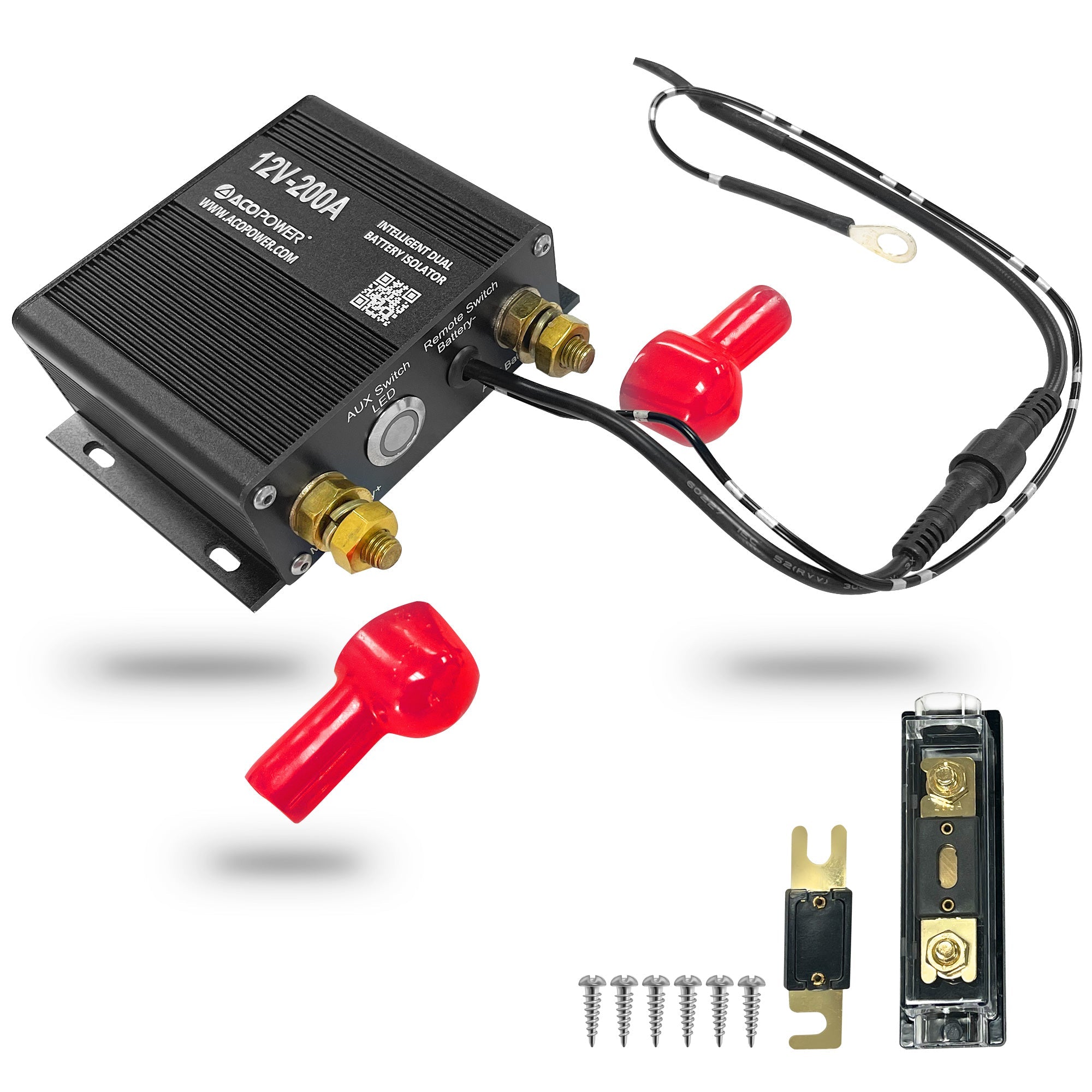 ACOPOWER 12V 200 Amp Dual Battery Isolator Kit