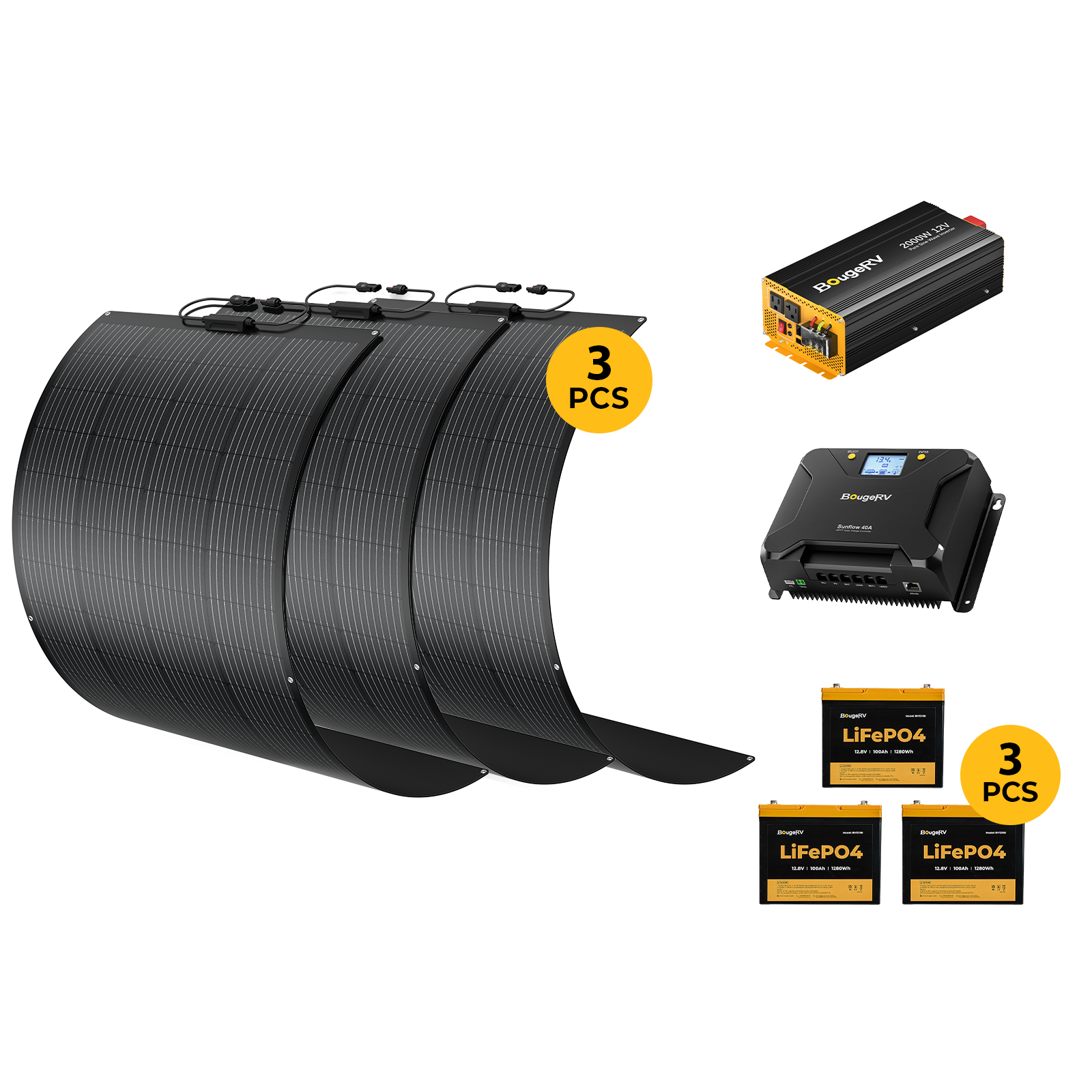 BougeRV 12V 600W ShadePower Arch Pro Flexible Solar Kit