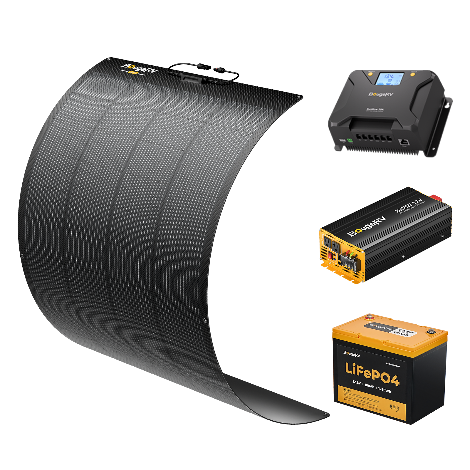 BougeRV 12V 200W Arch2.0 Flexible Solar System Kit
