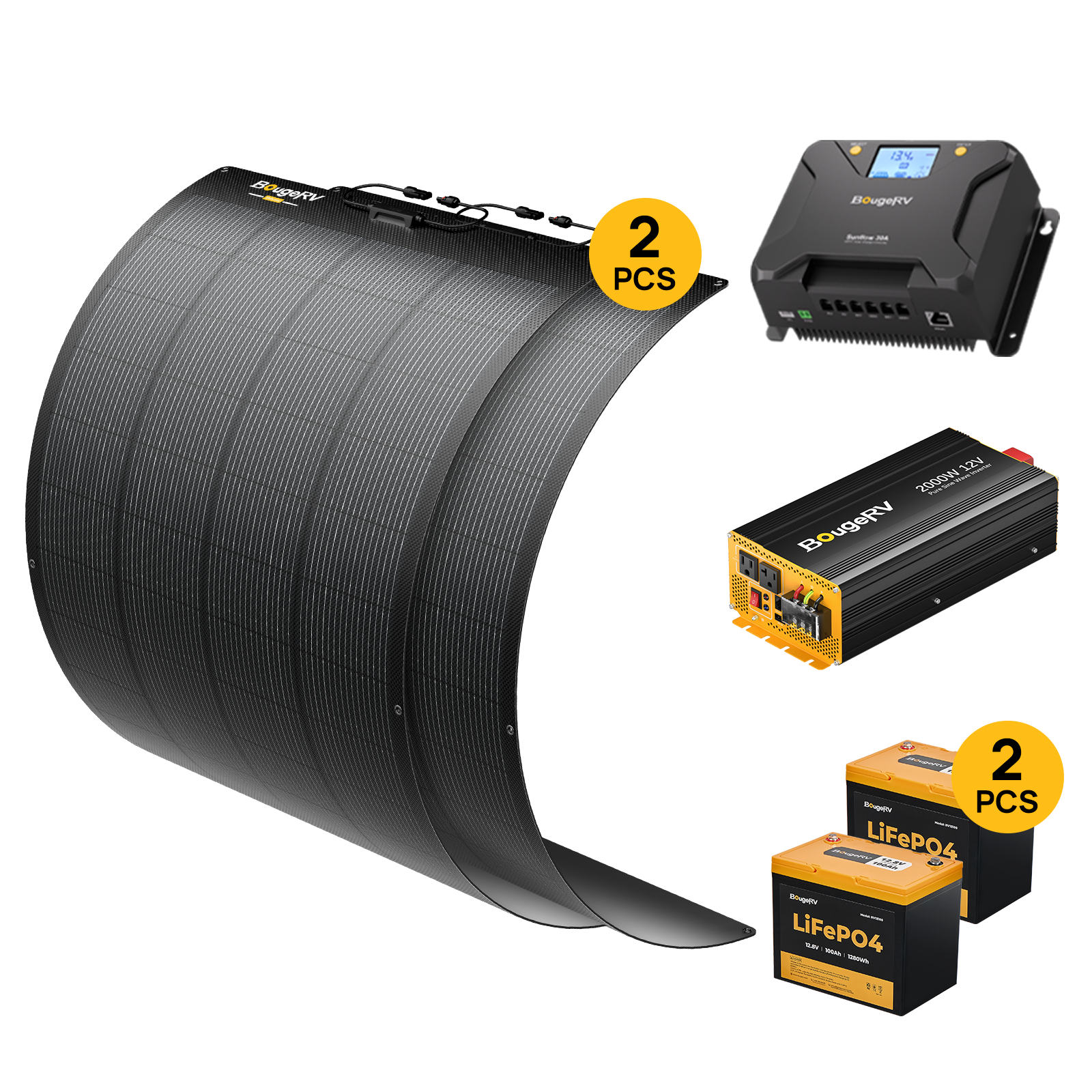 BougeRV 12V 400W ShadePower Arch Pro Flexible Solar System Kit