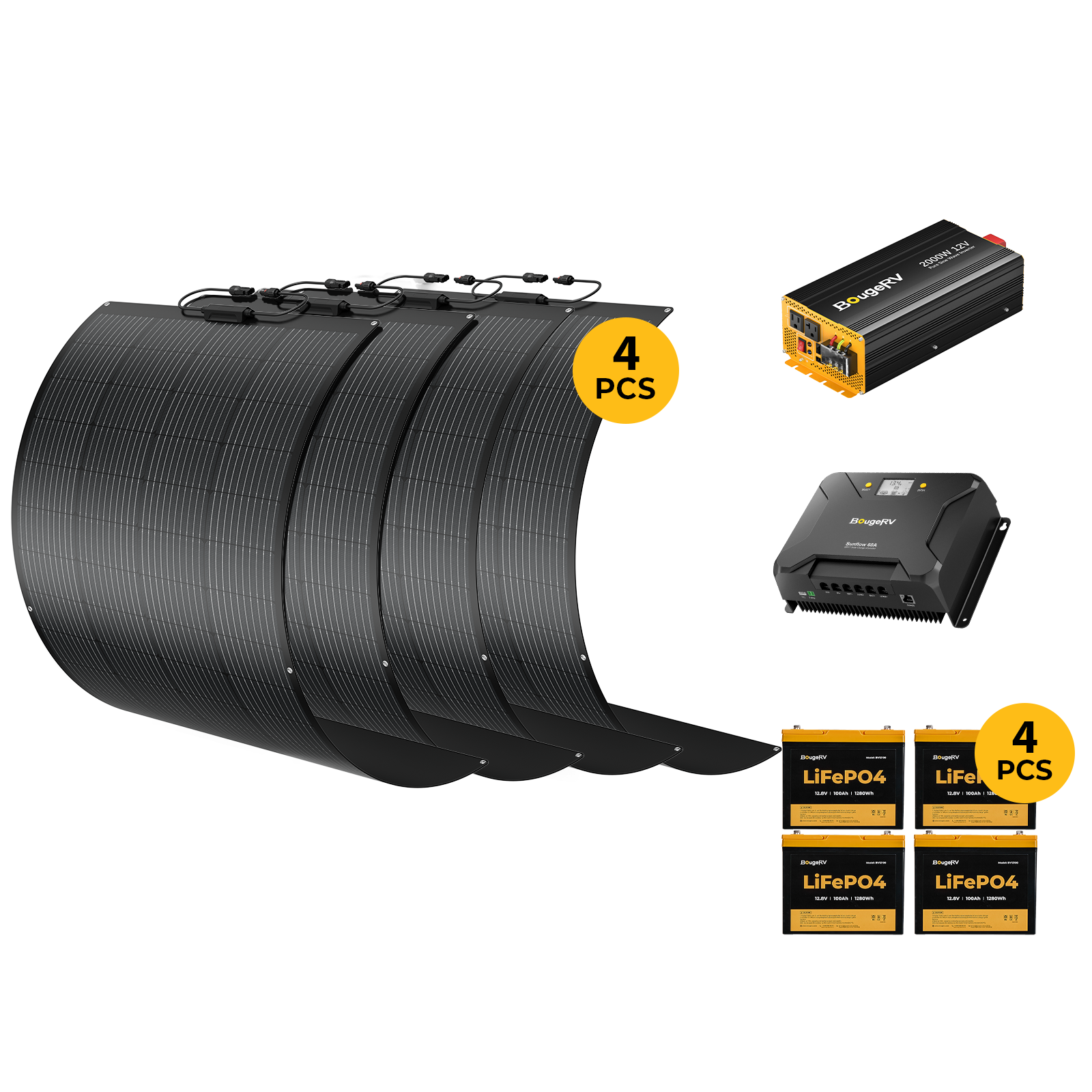 BougeRV 12V 800W ShadePower Arch Pro Flexible Solar Kit
