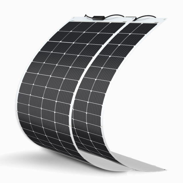 Flexible solar panel on a white background