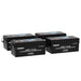 Four Renogy deep cycle lithium iron phosphate batteries on a white background