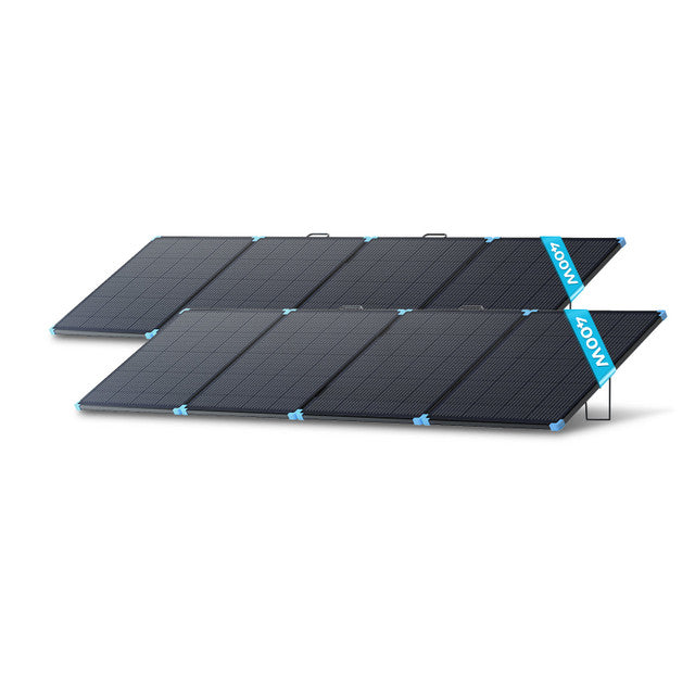 Foldable solar panel with brand name on a white background