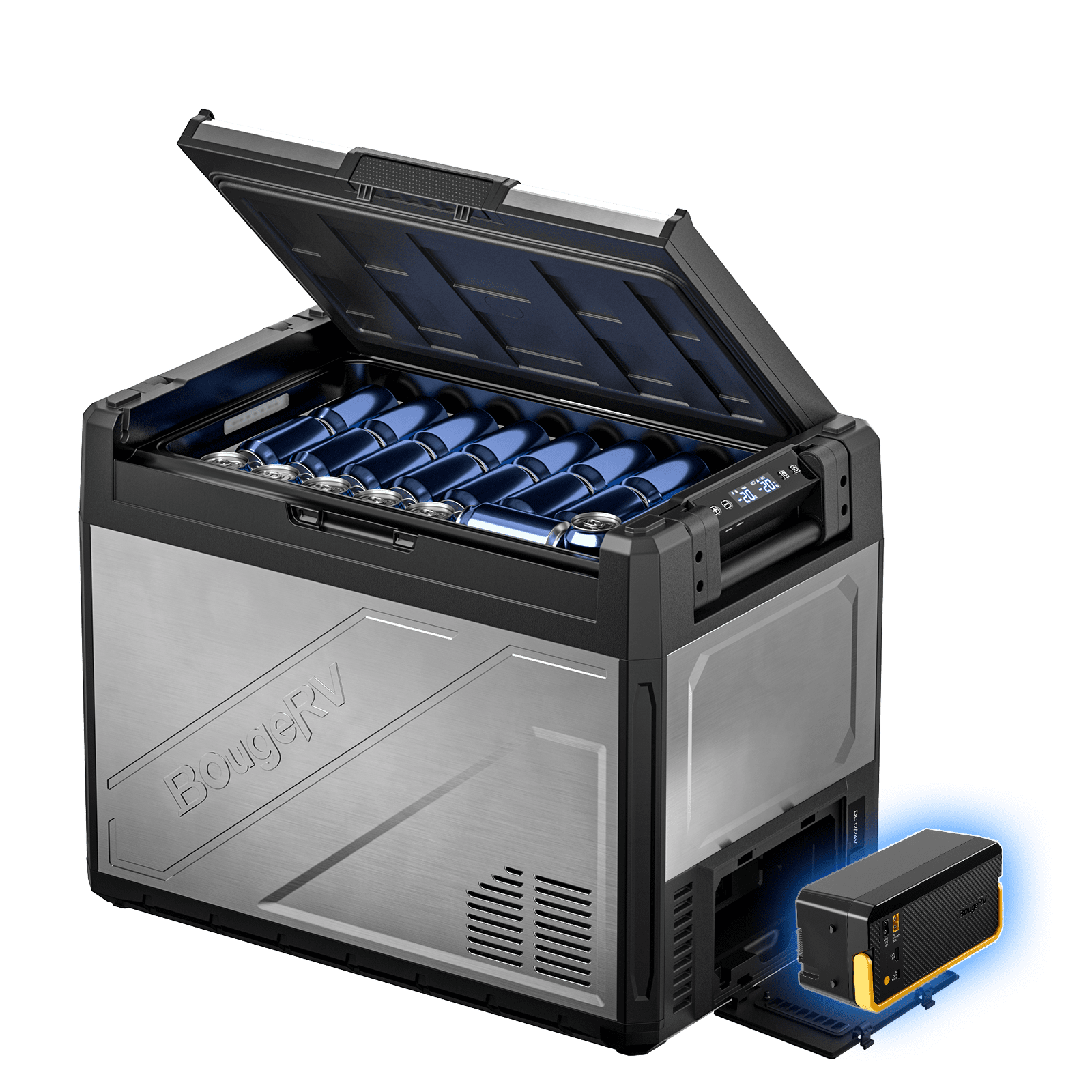 BougeRV New Rocky V3.0 69QT Dual Zone 12V Car Fridge with 240Wh Battery