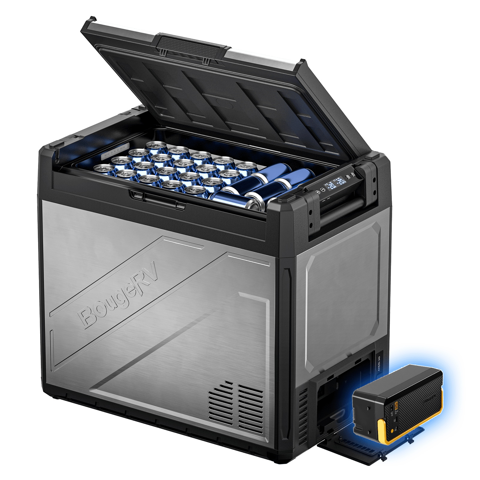 BougeRV New Rocky V3.0 81QT Dual Zone 12V Car Fridge with 240Wh Battery