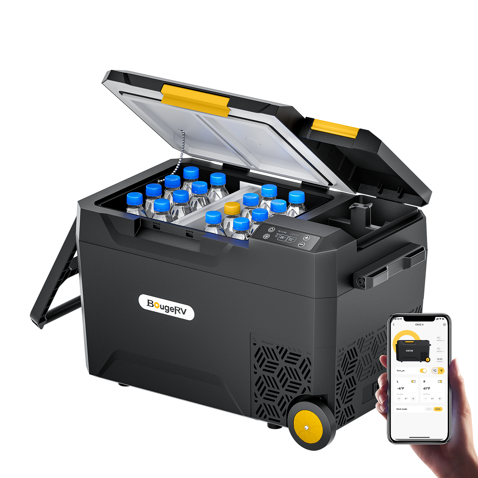 BougeRV CRX2 31QT Battery Powered Insulated Dual-Zone Portable Fridge
