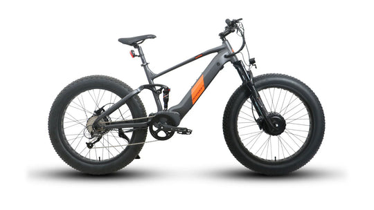 Electric bike with large wheels on a white background