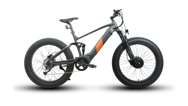 Electric bike with large wheels on a white background