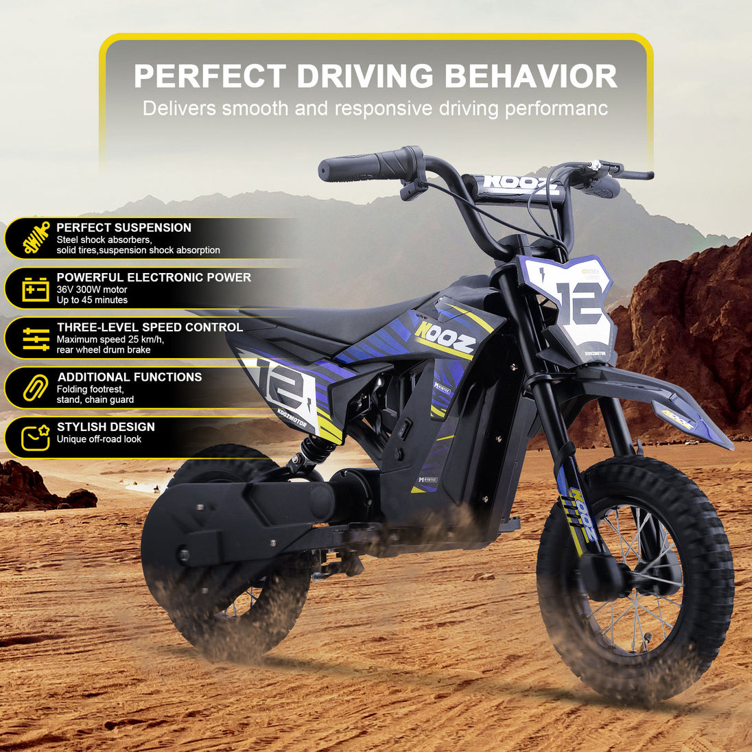 MotoTec 36v 300w (HP122E) Electric Dirt Bike