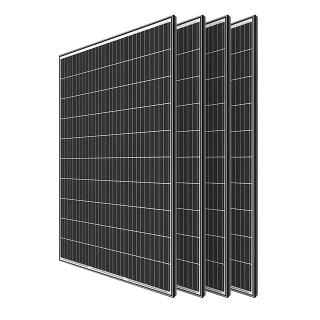 Three solar panels side by side on a white background