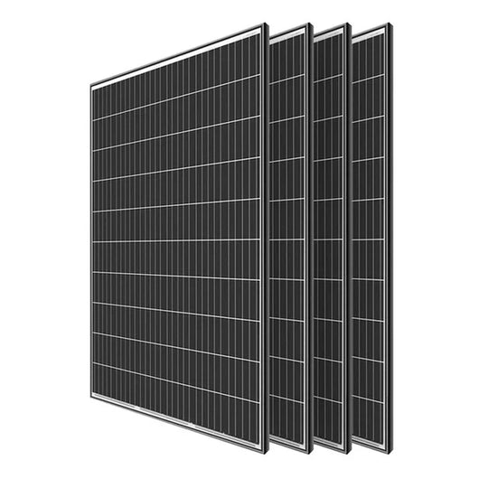 Three solar panels side by side on a white background