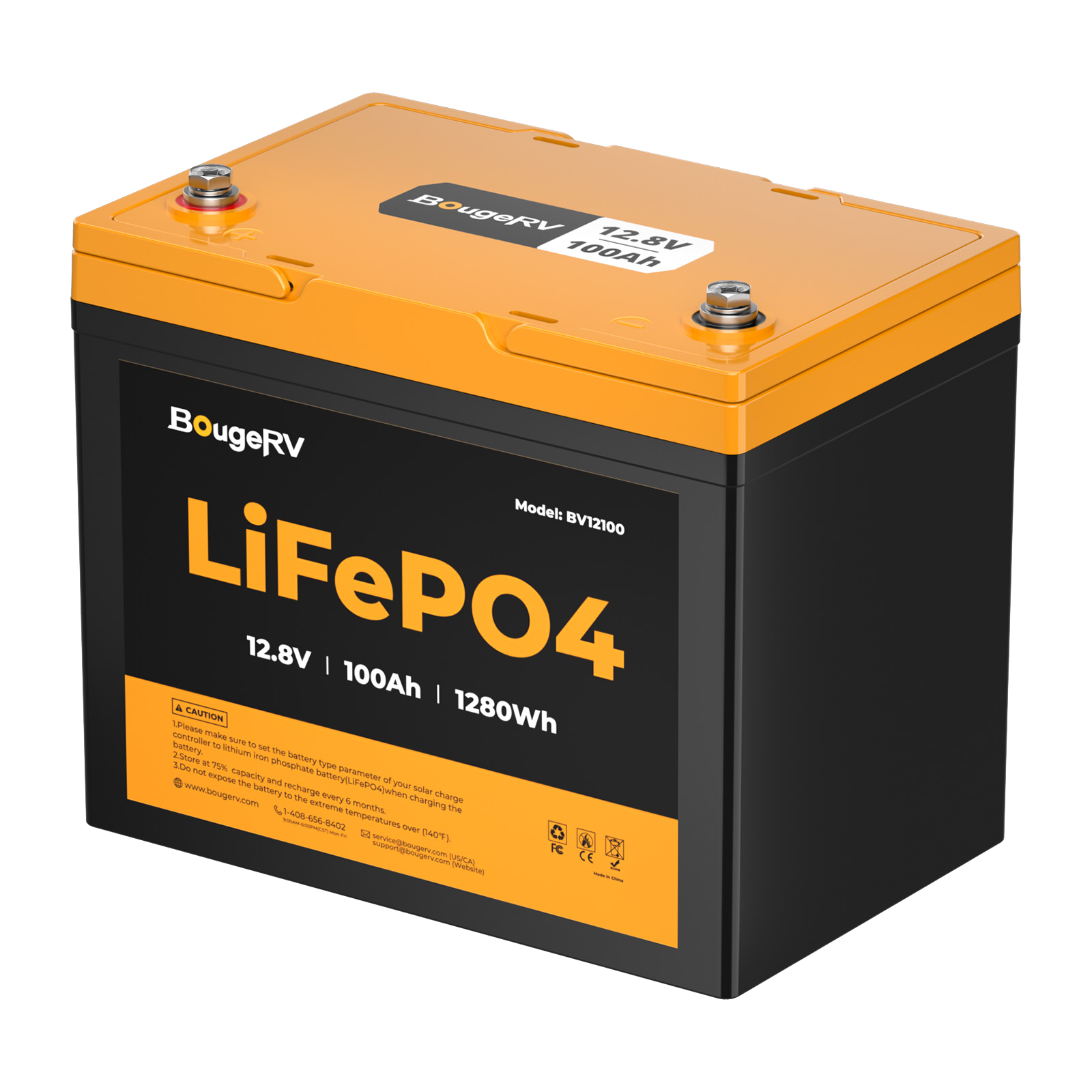 BougeRV 12V 100Ah Group 24 Solar LiFePO4 Battery