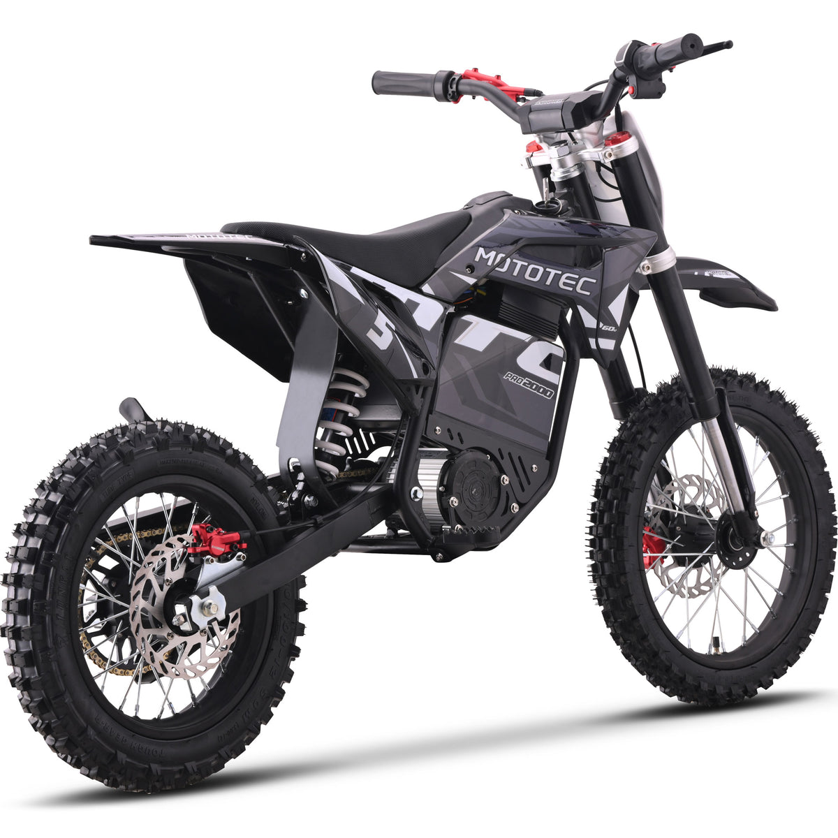 MotoTec 60v Pro Electric Dirt Bike 2000w Lithium Grey