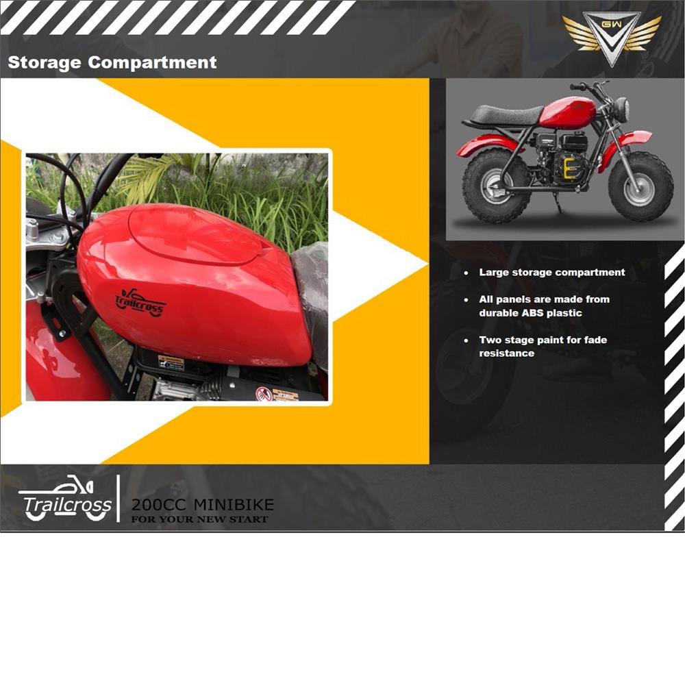 MotoTec 200cc 6.5HP Trailcross Gas Powered Mini Bike - Recreational Off-Road Use Only