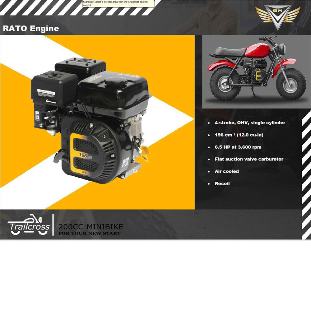MotoTec 200cc 6.5HP Trailcross Gas Powered Mini Bike - Recreational Off-Road Use Only