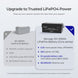 Advertisement for Renogy 12V 200Ah LiFePO4 battery with comparison to lead-acid battery on a white background.