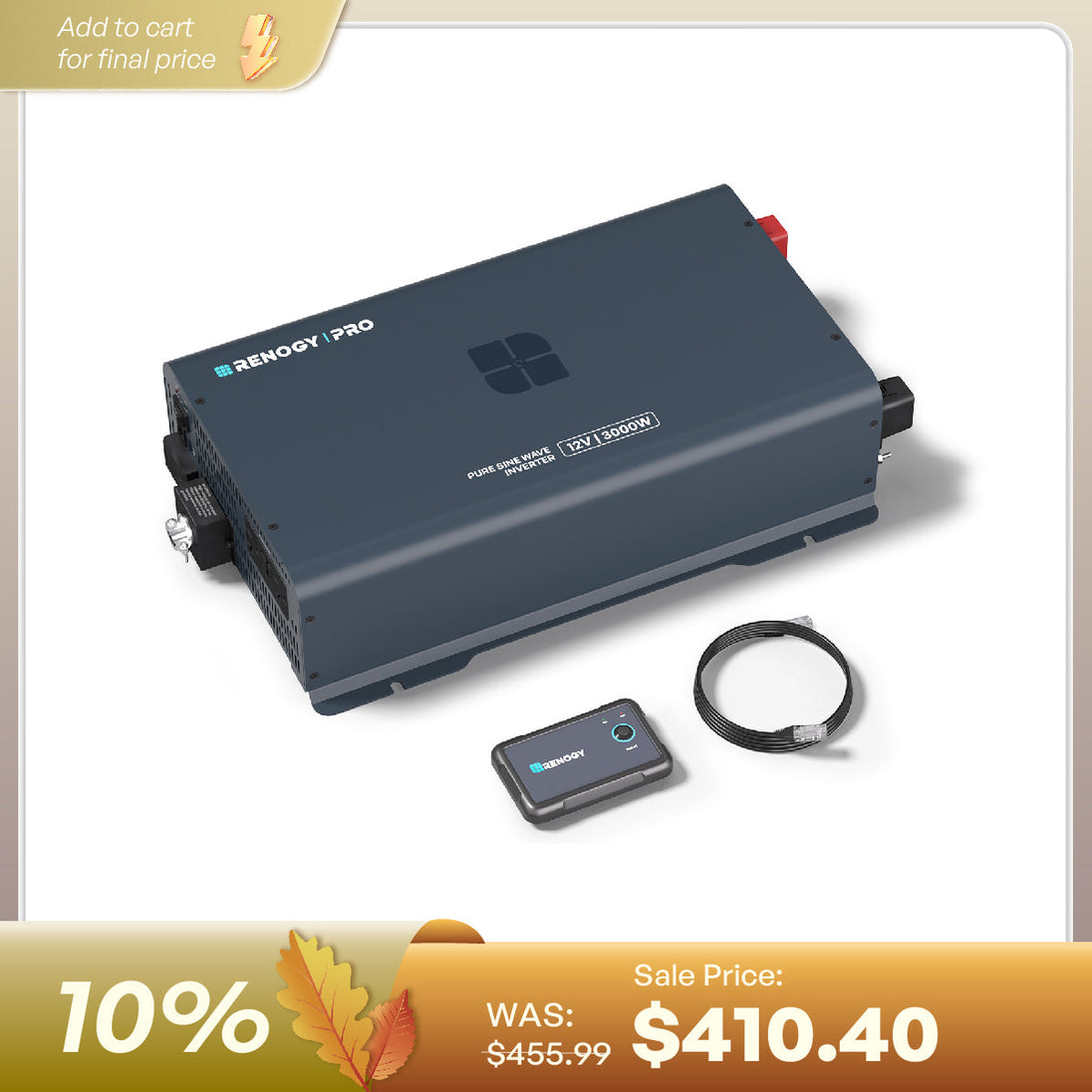 Renogy Pro 12V Pure Sine Wave Inverter with Bluetooth