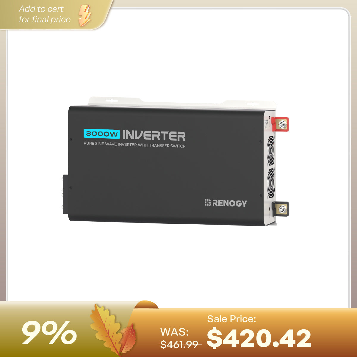 Renogy 12V Pure Sine Wave Inverter with UPS Transfer Switch
