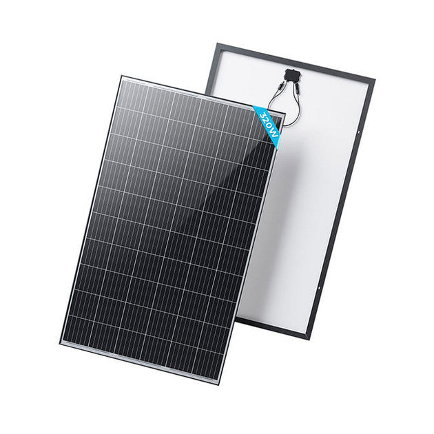 Solar panel with a brand label on a white background