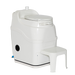 White portable toilet with step stool on a white background