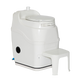 White portable toilet with step stool on a white background