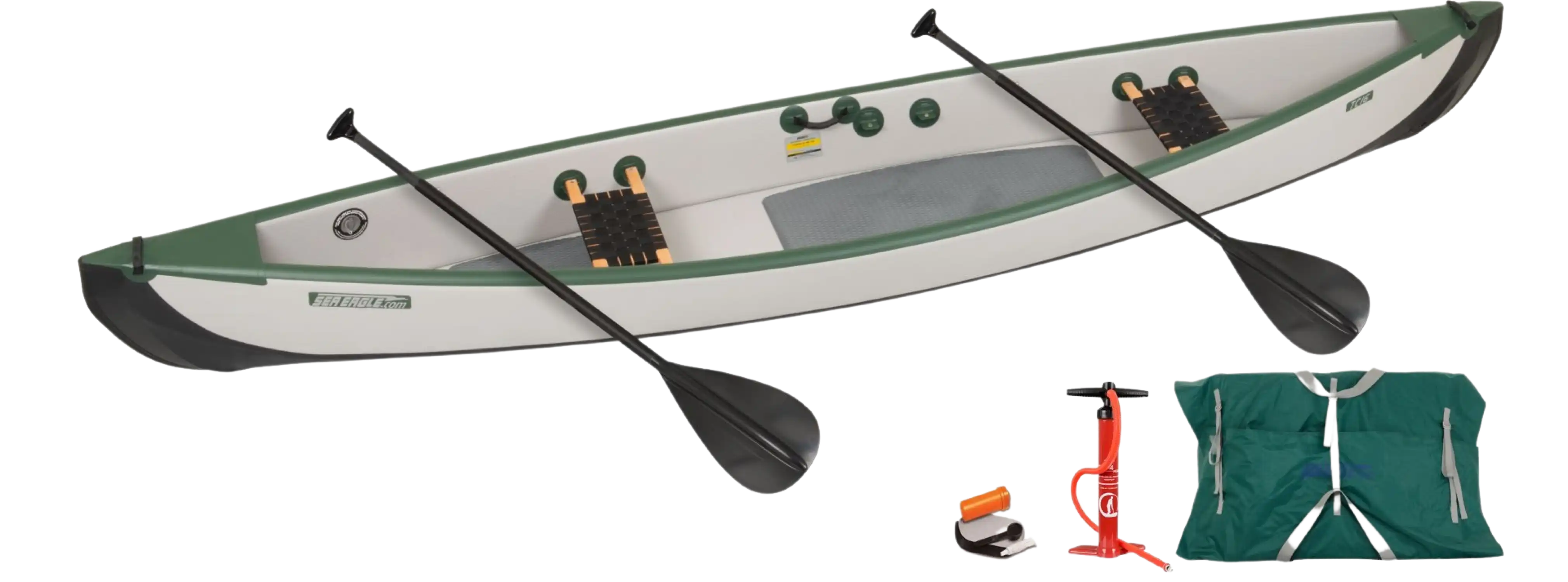 Sea Eagle TC16 Travel Canoe Wood/Web Seats 2 Person Start Up Package