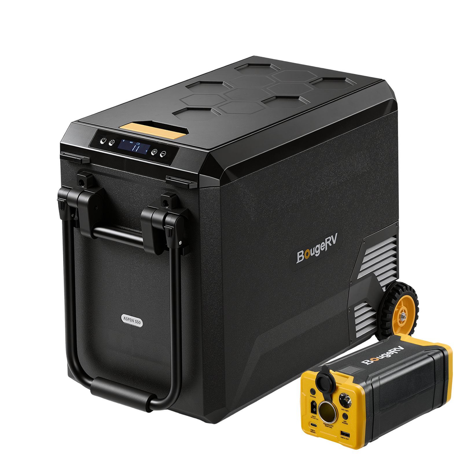 BougeRV New ASPEN S50 12V 50QT Wheeled Portable Fridge with 266Wh Battery